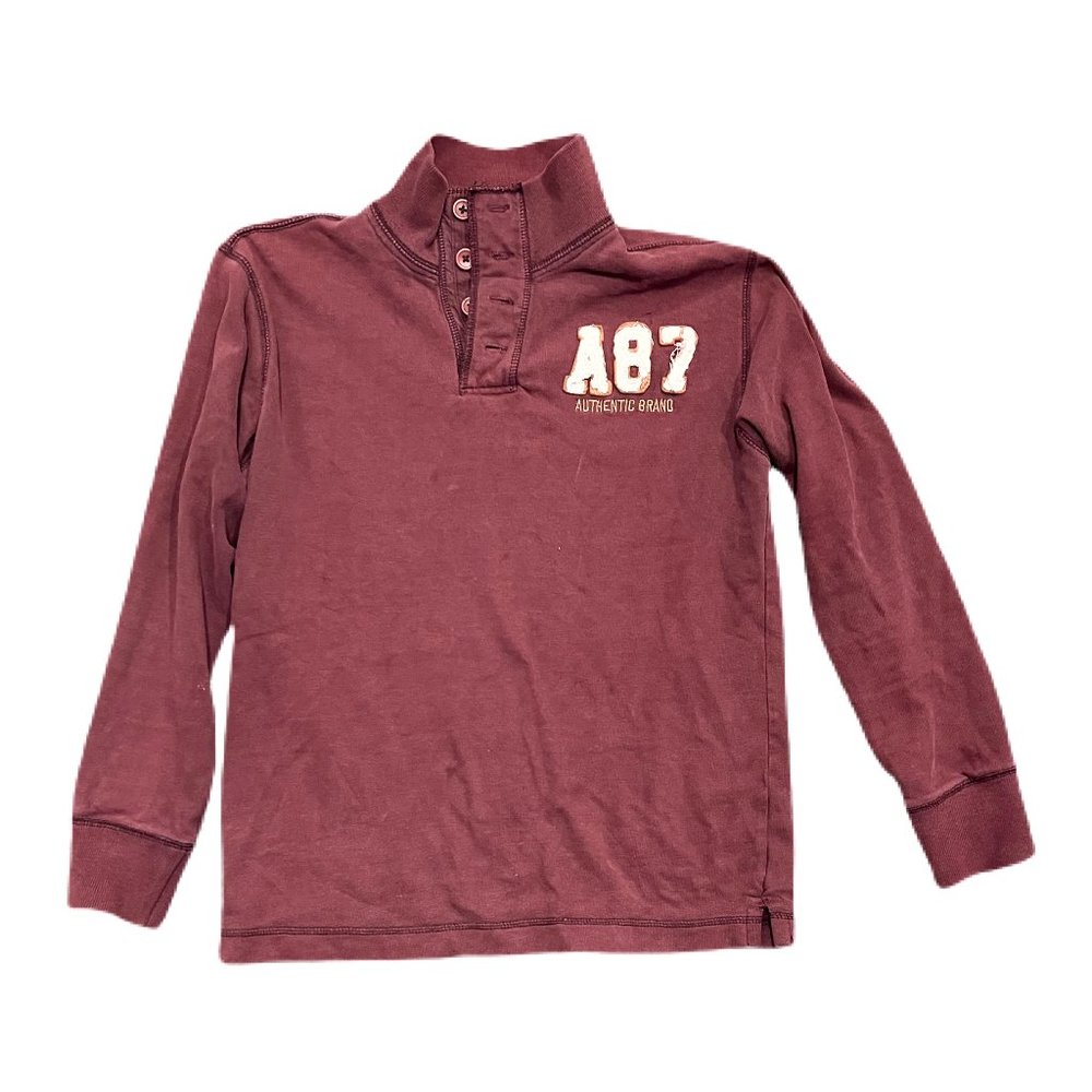 Aeropostale Burgundy Red Sweater With High Turtleneck Collar With Buttons